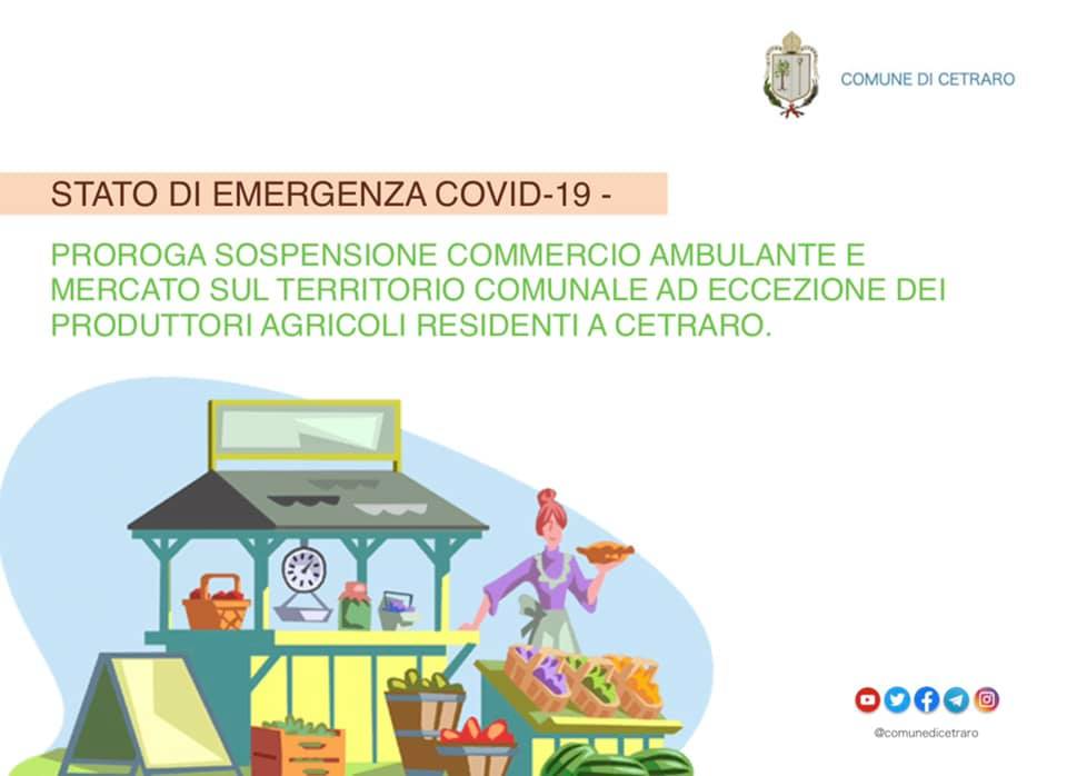 Proroga sospensione mercato e commercio ambulante