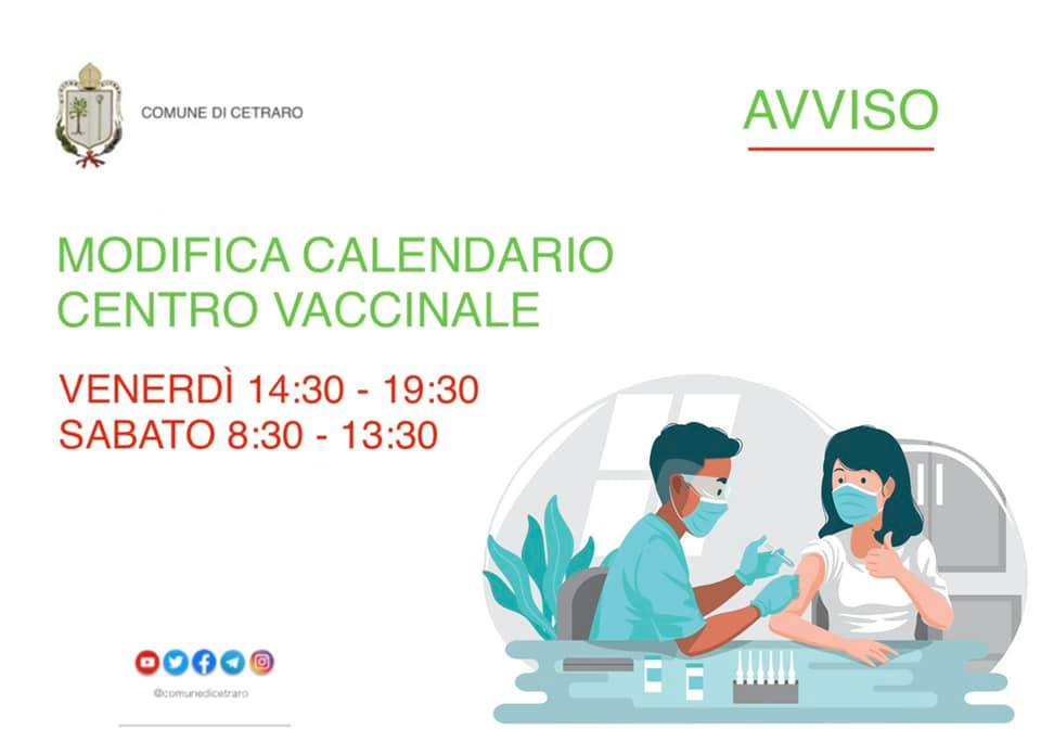 Modifica calendario centro vaccinale